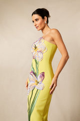 Phoebe Floral Applique Strapless Maxi Dress