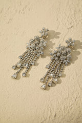 Crystal Floral Chandelier Tassel Drop Earrings