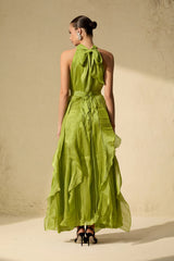 Love In Your Eyes Rosette Tiered Ruffles Maxi Dress