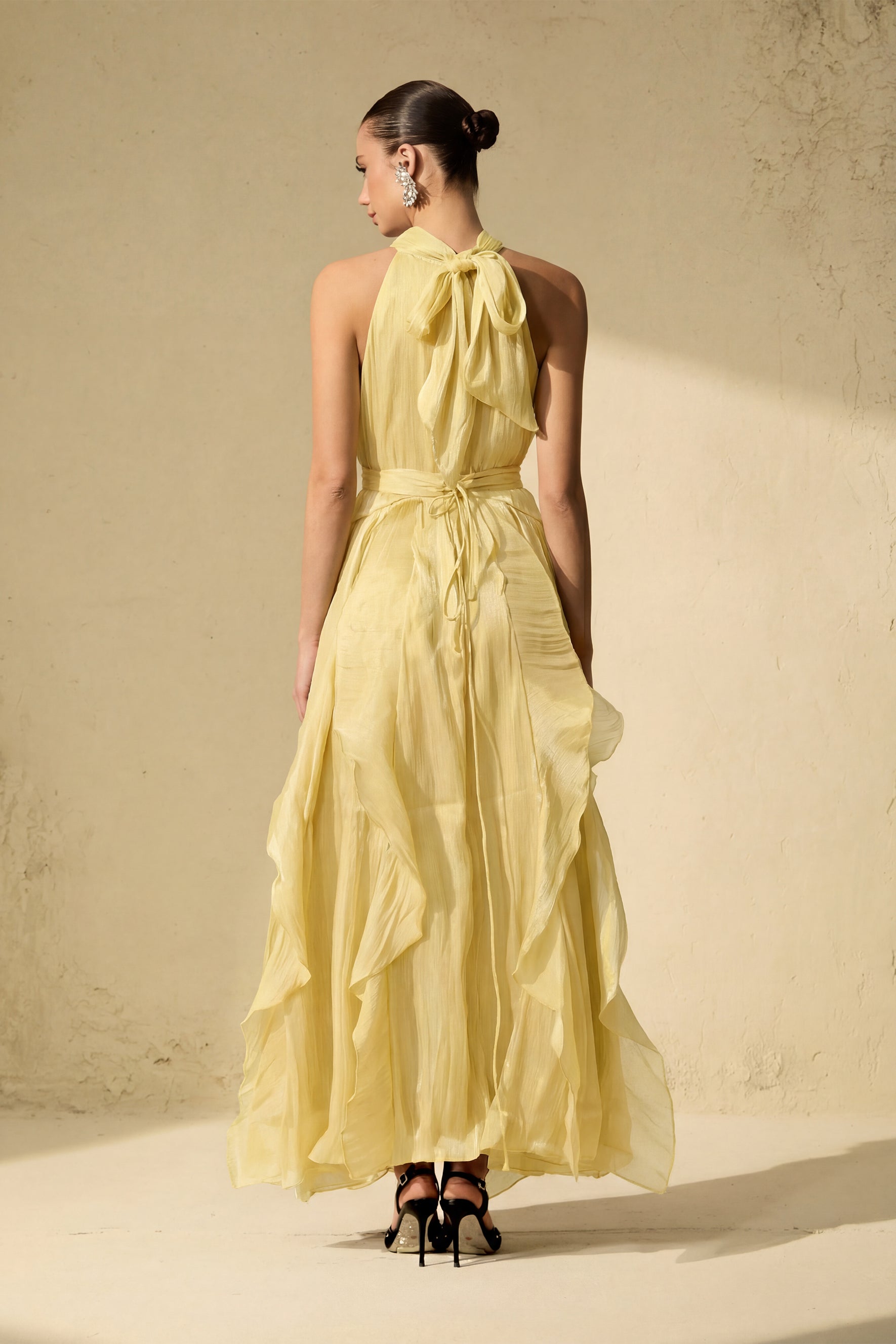 Love In Your Eyes Rosette Tiered Ruffles Maxi Dress