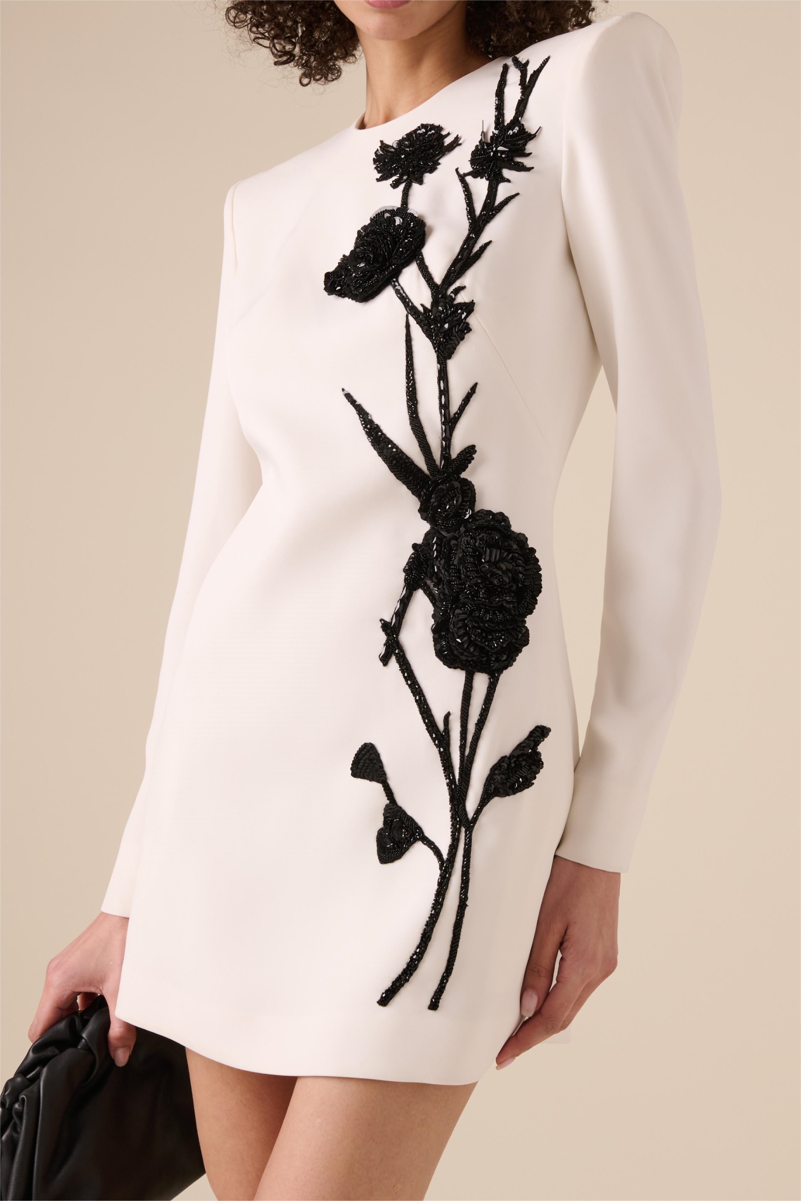 Venus Floral Embroidery Bead Mini Dress
