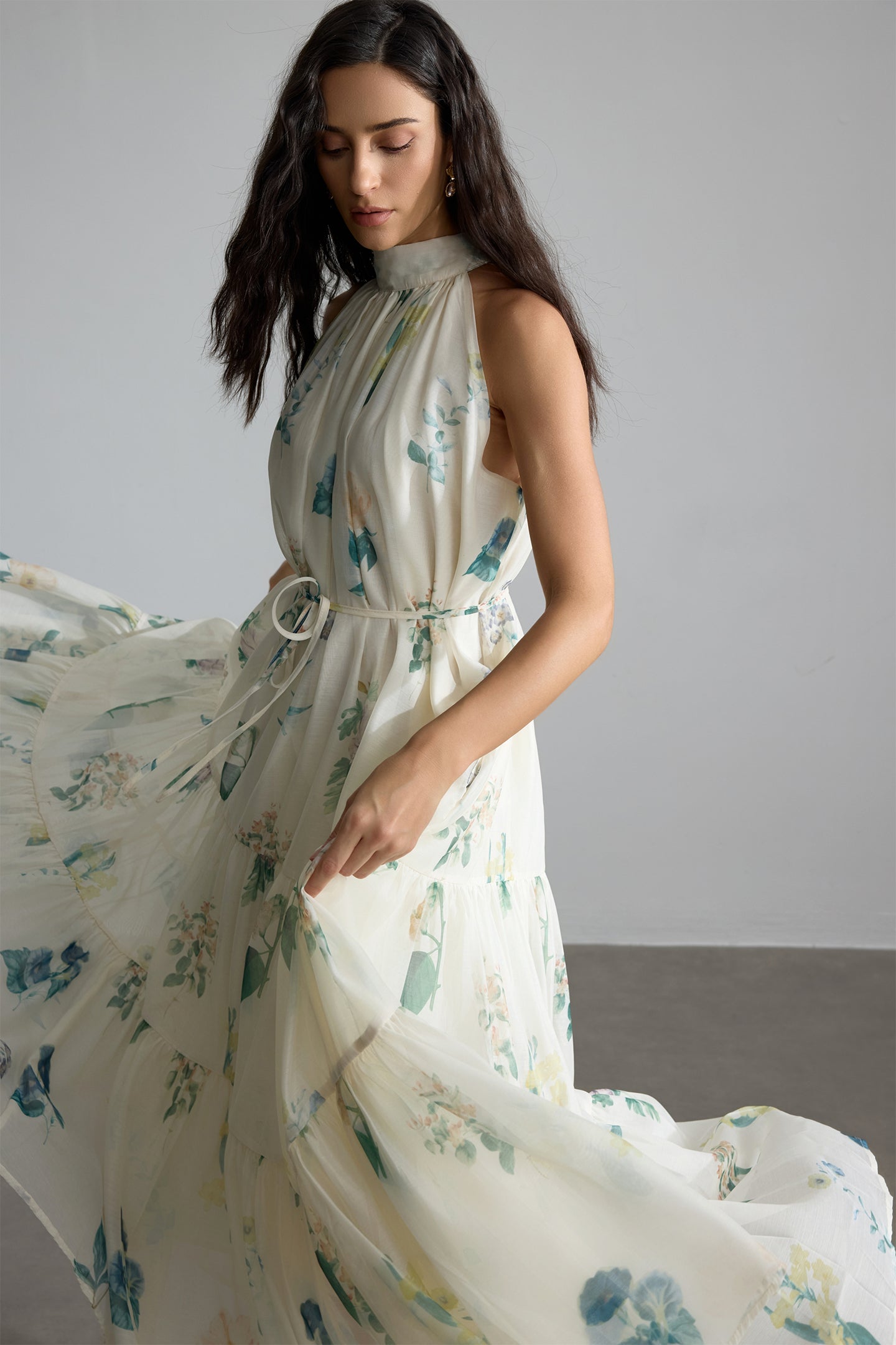 Harley Floral Print Halter Maxi Dress