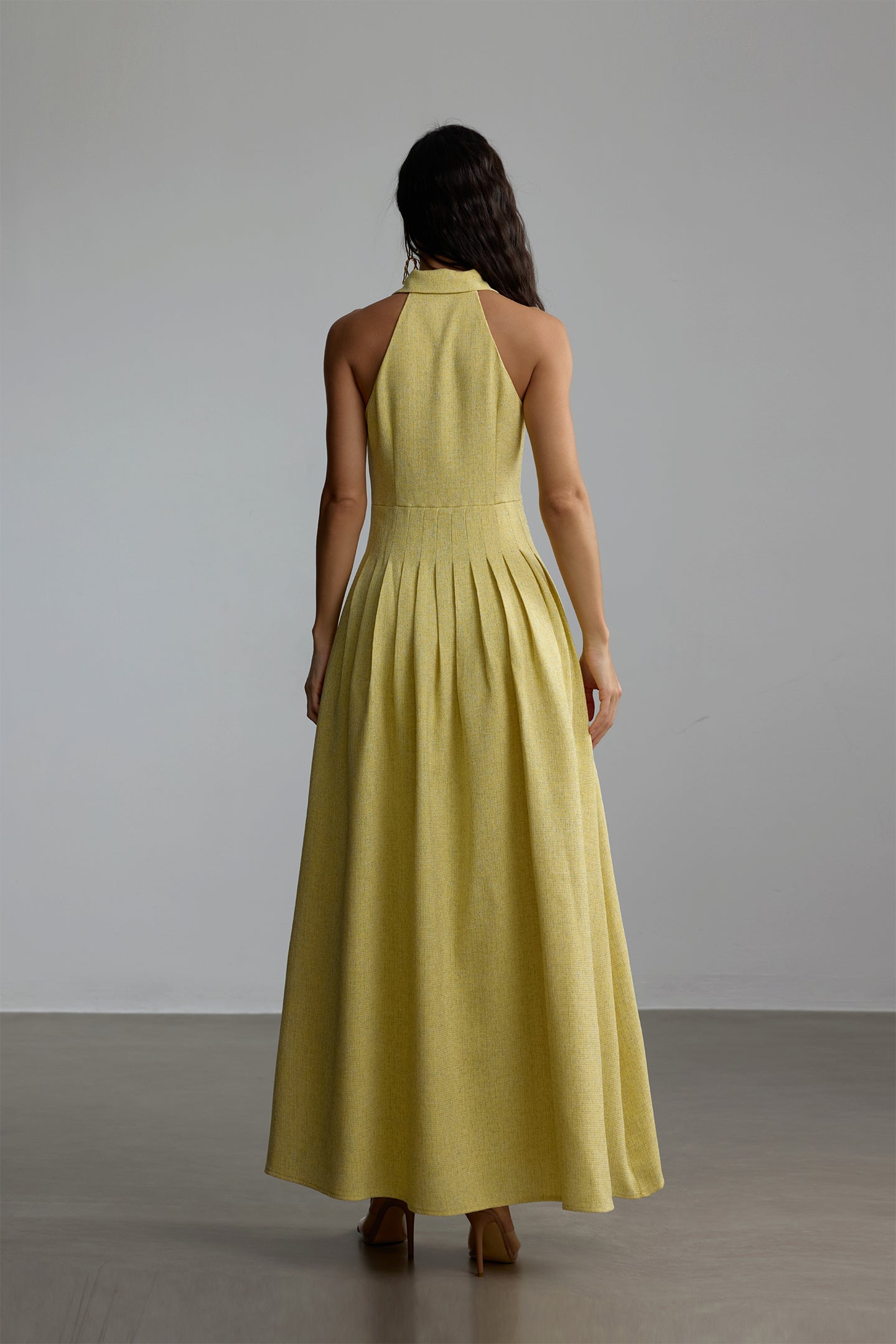 Estelle Shirt Collar Sleeveless Maxi Dress