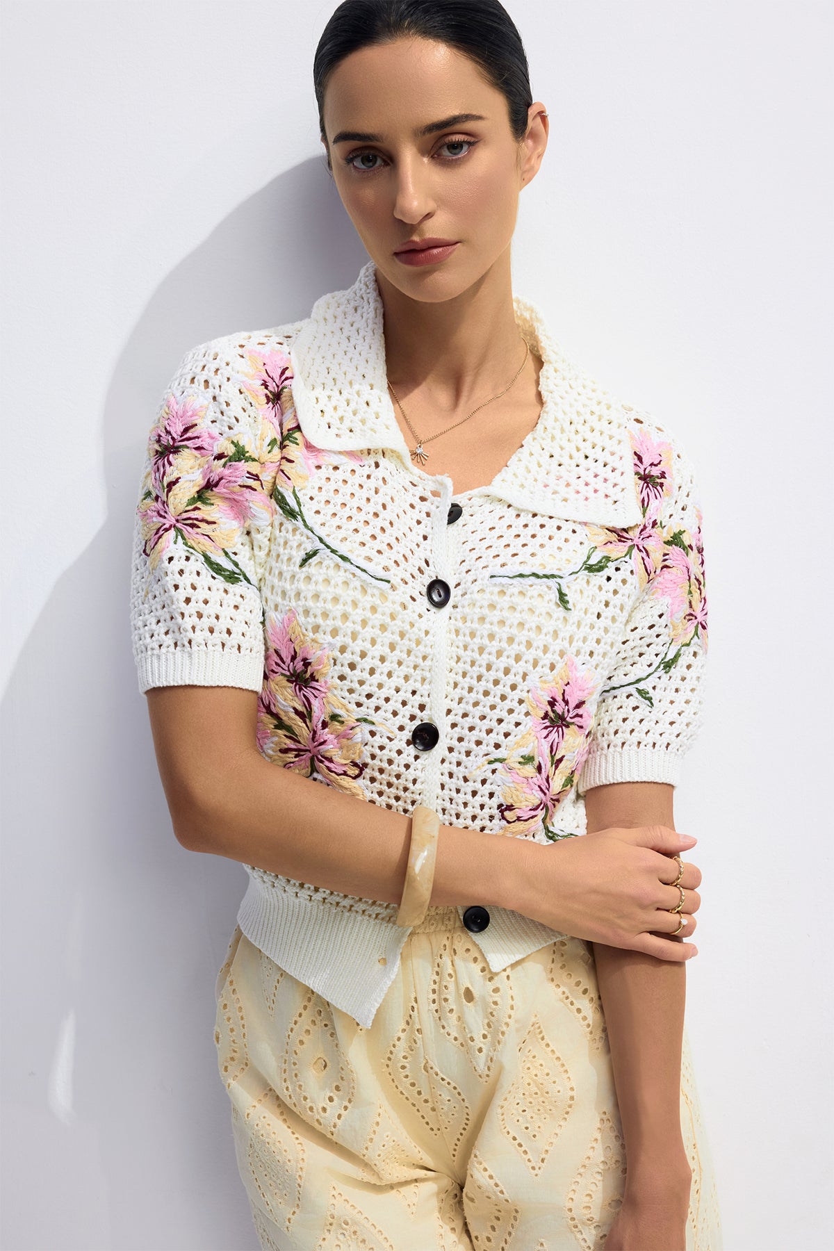 Lillian Floral Print Short Sleeve Cardigan