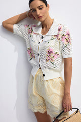 Lillian Floral Print Short Sleeve Cardigan