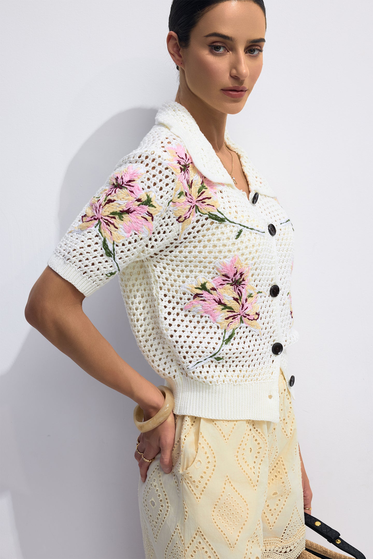 Lillian Floral Print Short Sleeve Cardigan