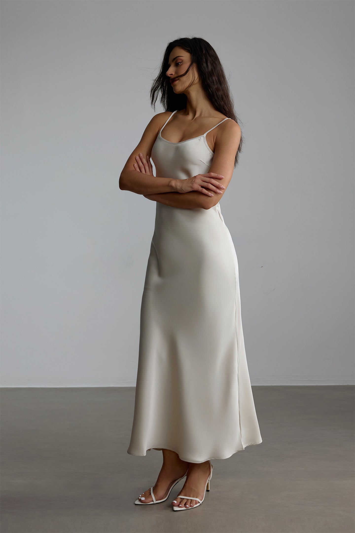 Elena Spaghetti Strap Maxi Dress With Cape Blouse