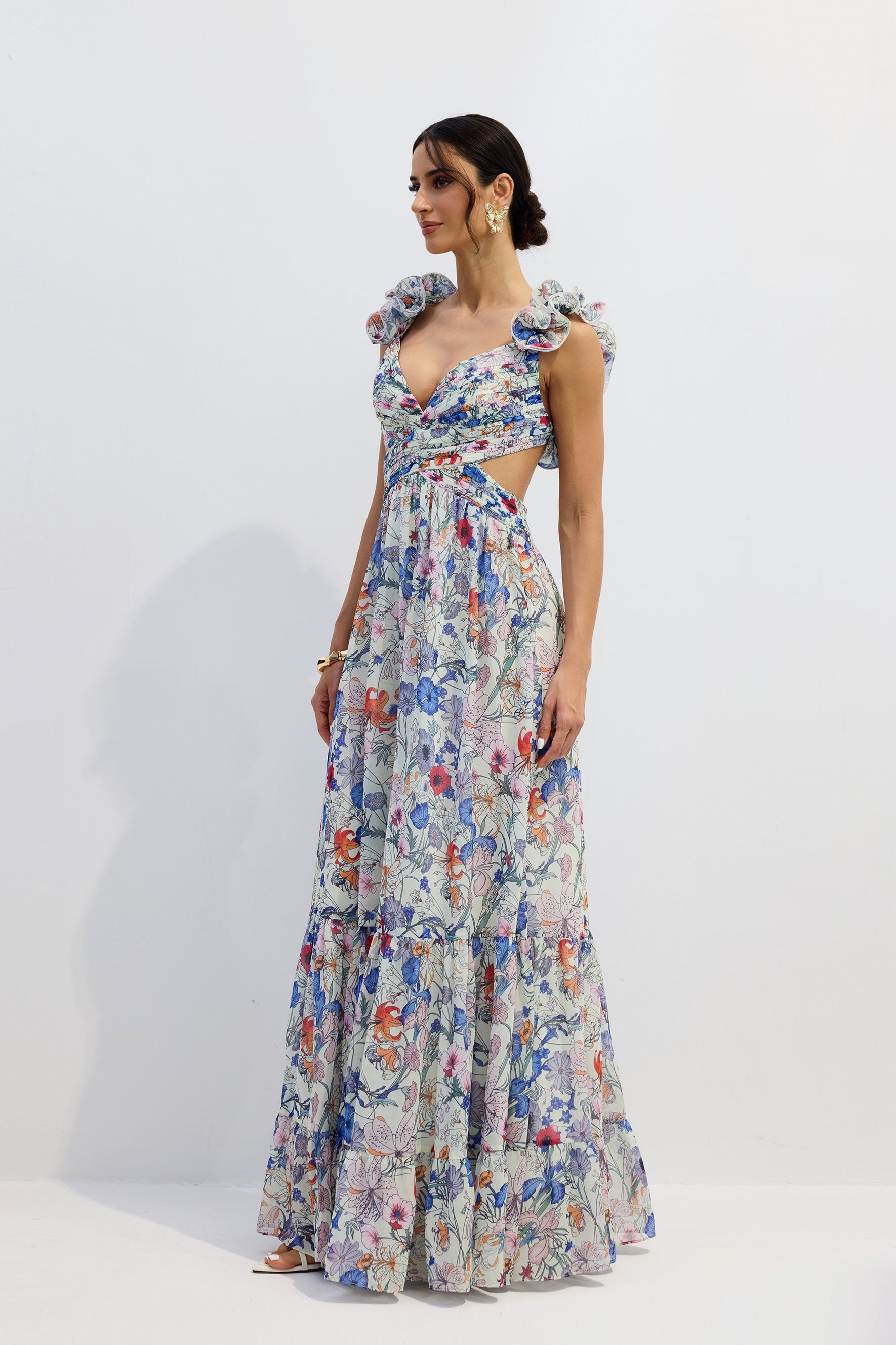 Marissa Cut-out Ruffle Maxi Dress