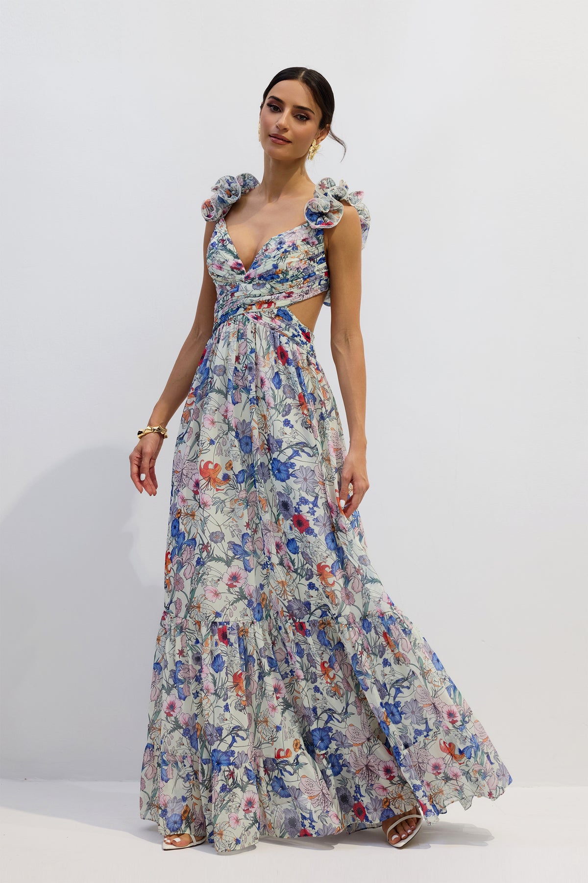 Marissa Cut-out Ruffle Maxi Dress