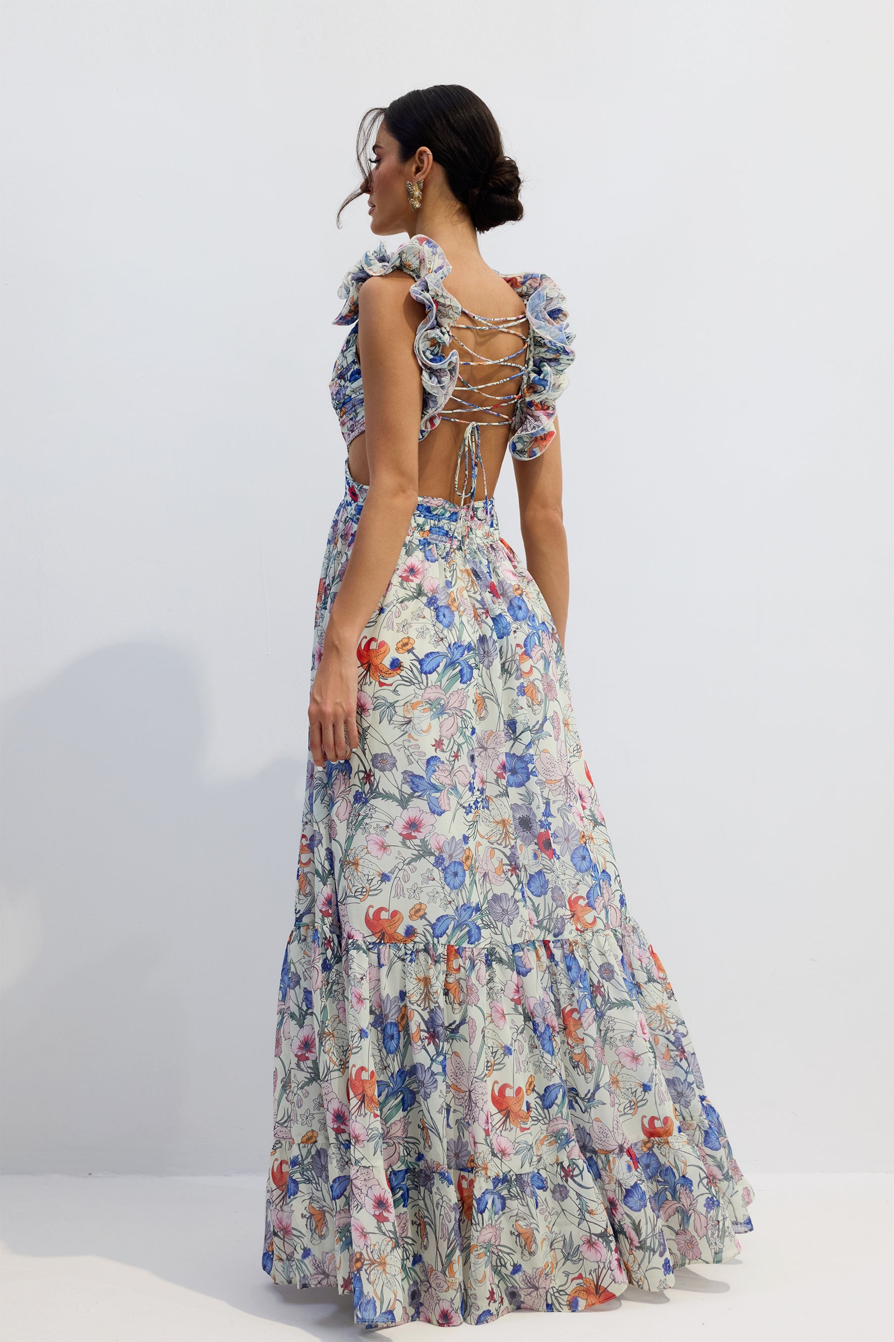 Marissa Cut-out Ruffle Maxi Dress