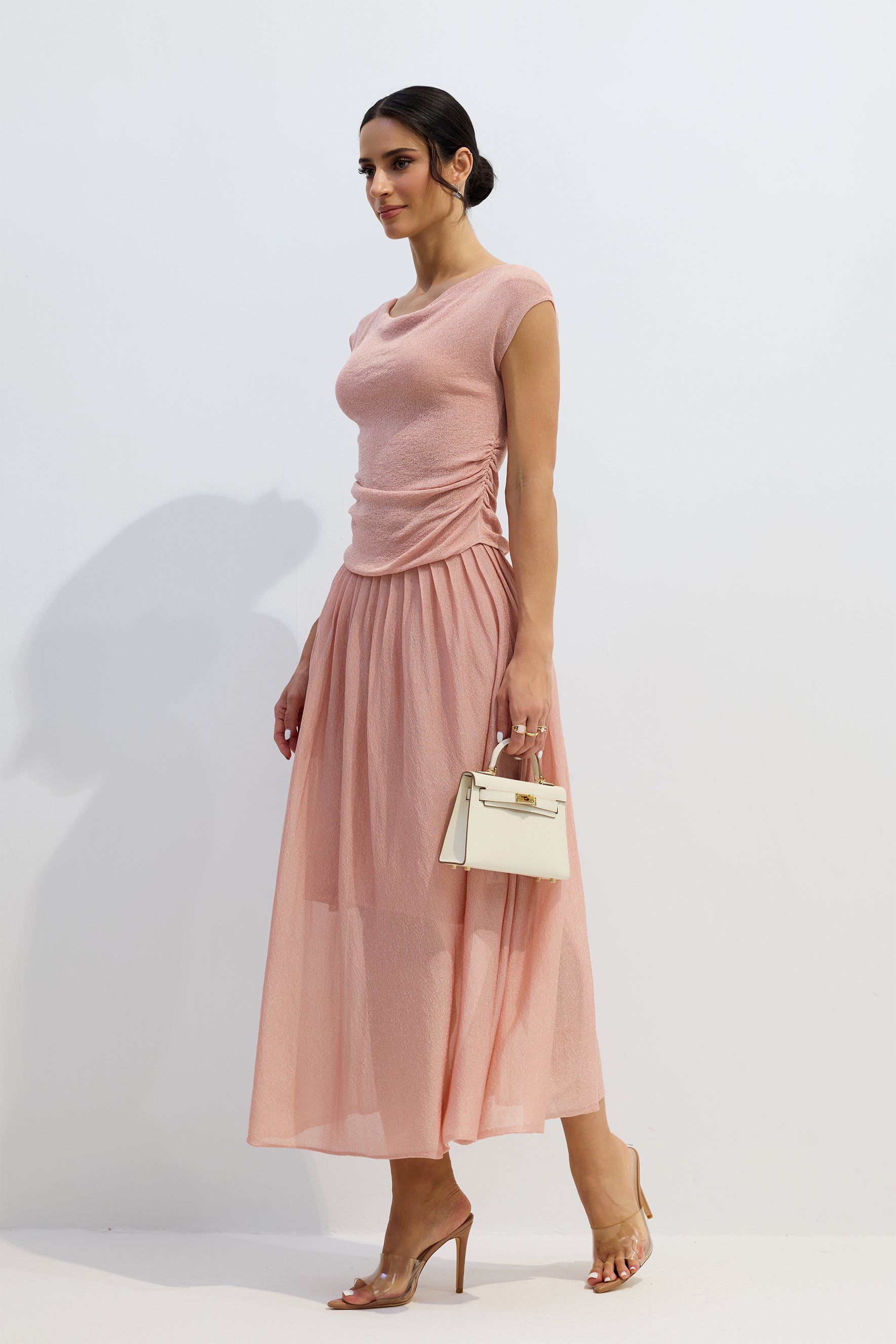 Lois Cap Sleeve Ruched Top & Skirt Set