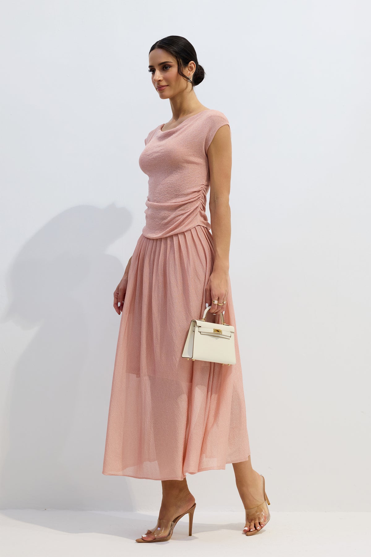 Lois Cap Sleeve Ruched Top & Skirt Set