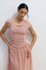 Lois Cap Sleeve Ruched Top & Skirt Set