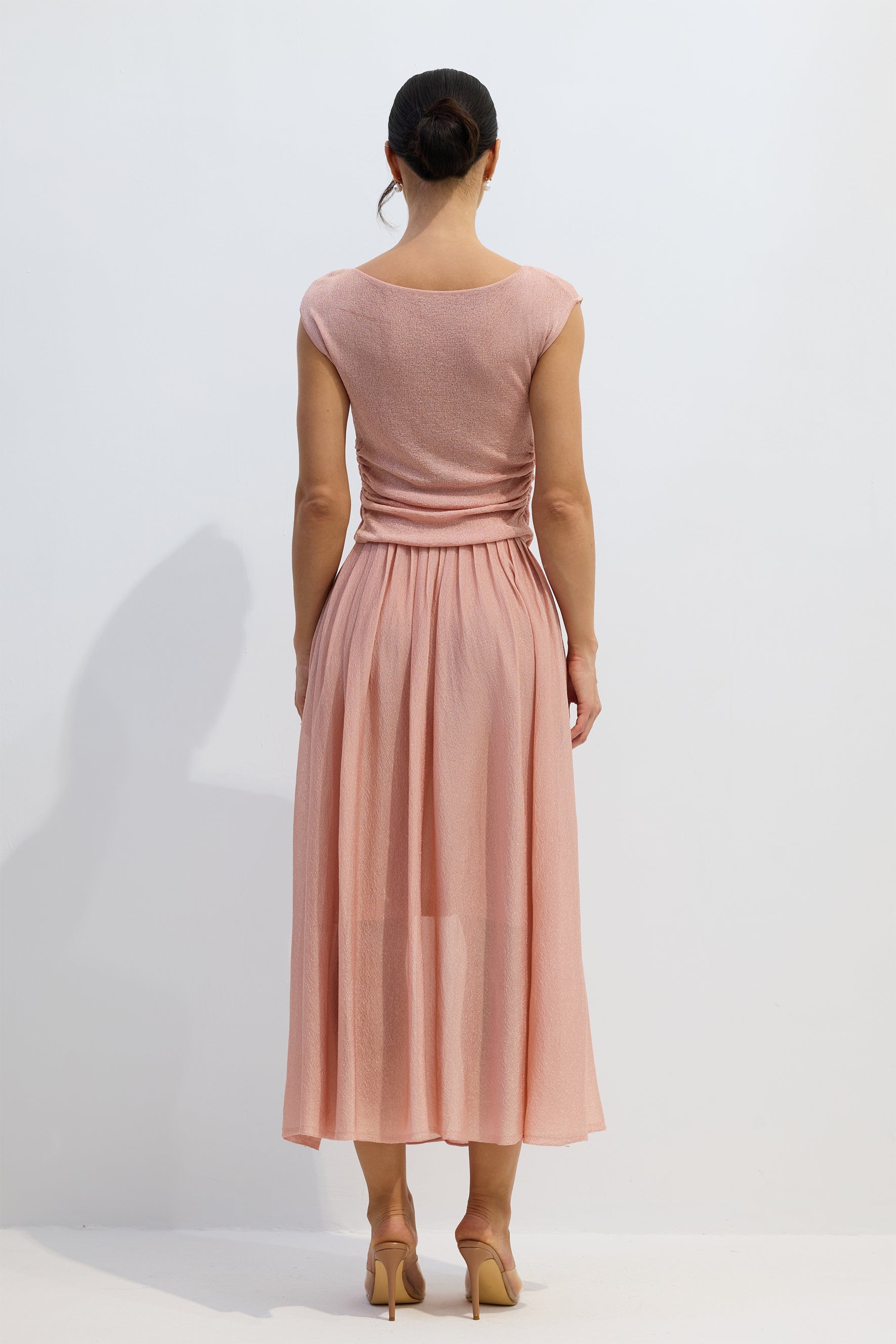 Lois Cap Sleeve Ruched Top & Skirt Set