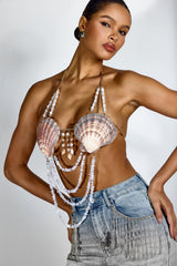 Kendra Seashell Layered Beaded Fringe Top