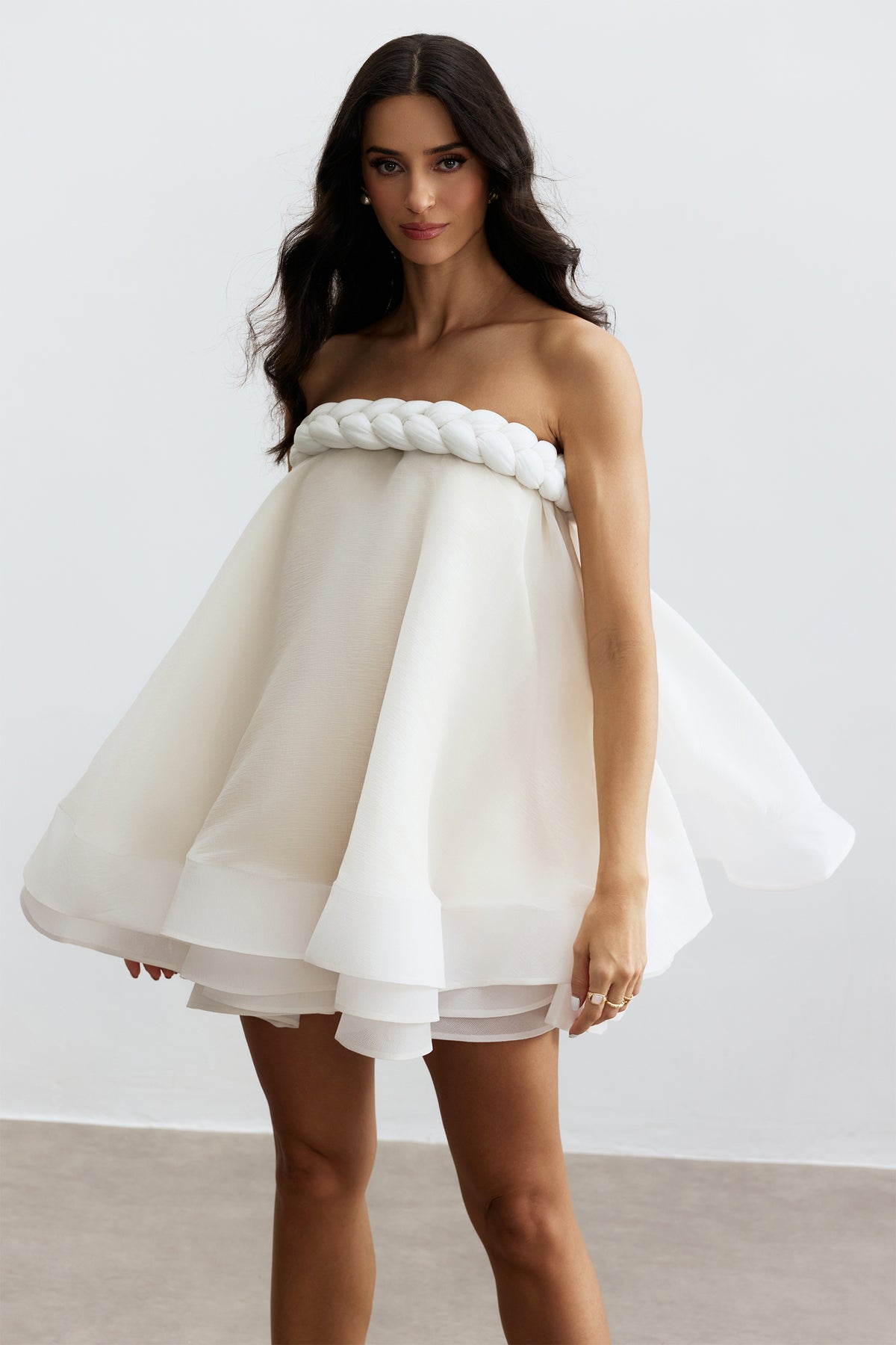 Naomi Twisted Neckline Layered Mini Dress