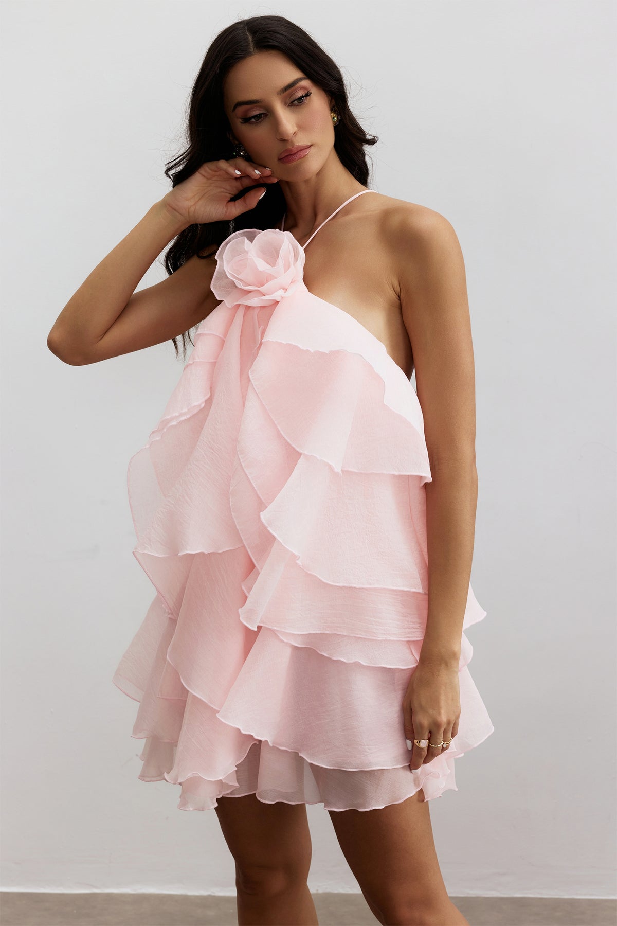 Sara Floral Ruffle Chiffon Mini Dress