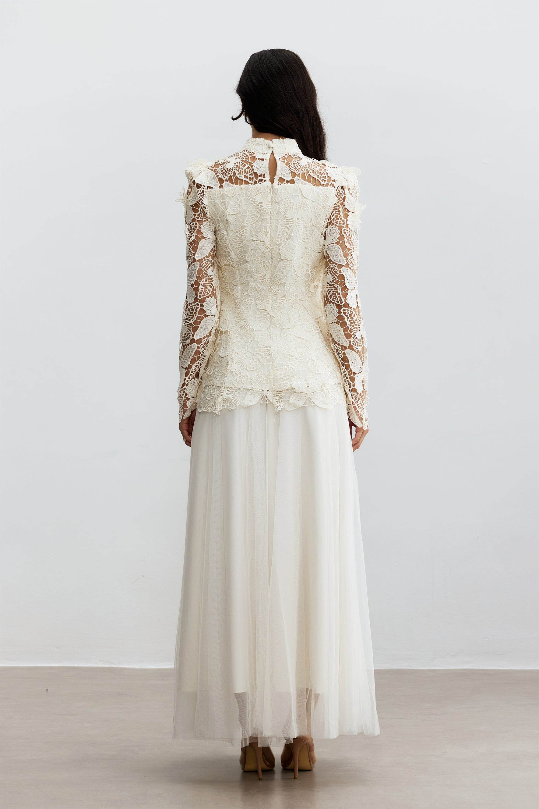 Elizabeth Butterfly Embroidered Lace Maxi Dress