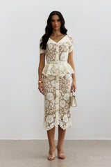 Larina Floral Lace V-neck Midi Dress