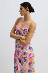 Fanny Embroidered Sequins Backless Maxi Dress