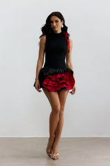 Fiona Floral Applique Layered Ruffle Mini Dress