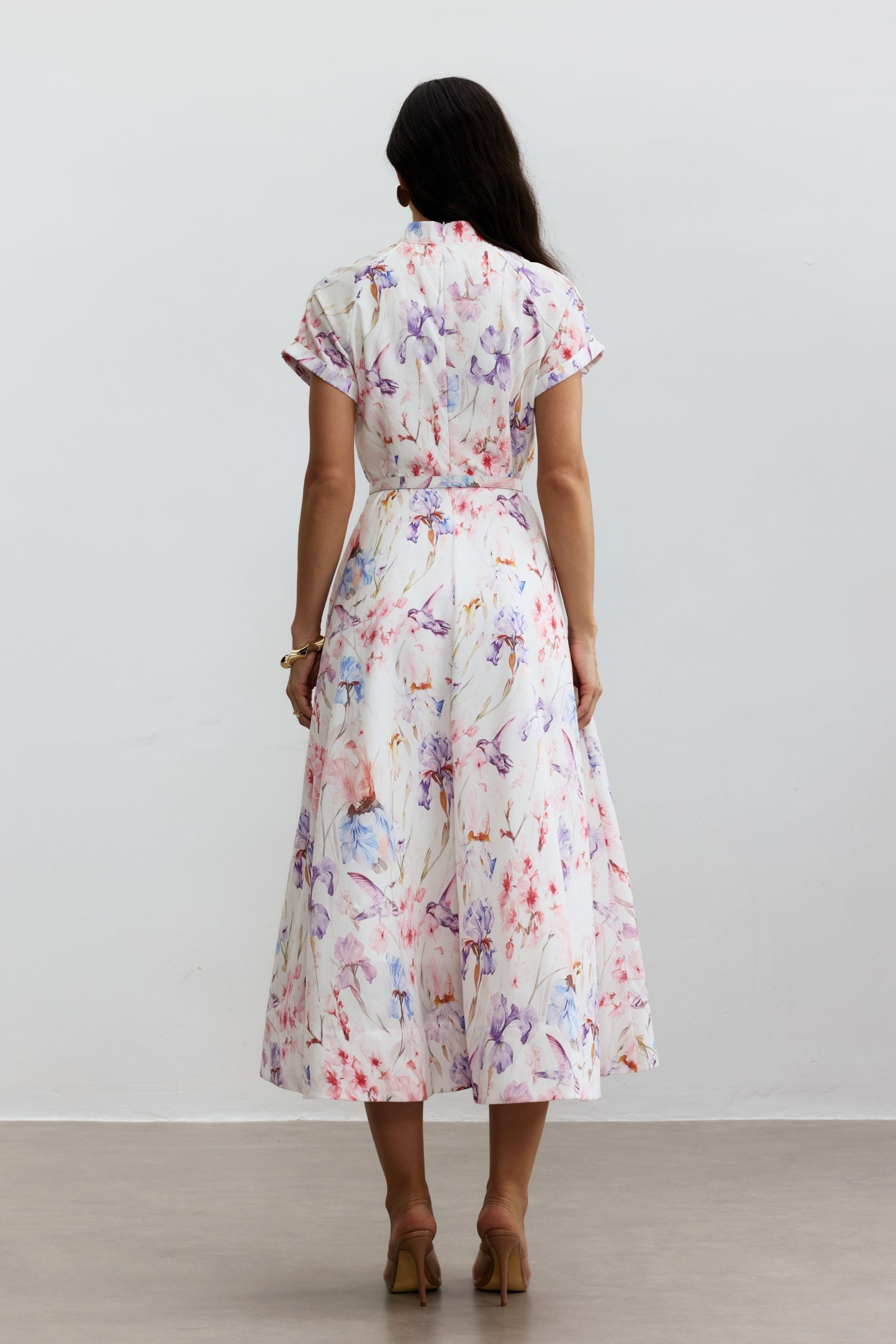 Muriel Floral Print Short Sleeve Midi Dress