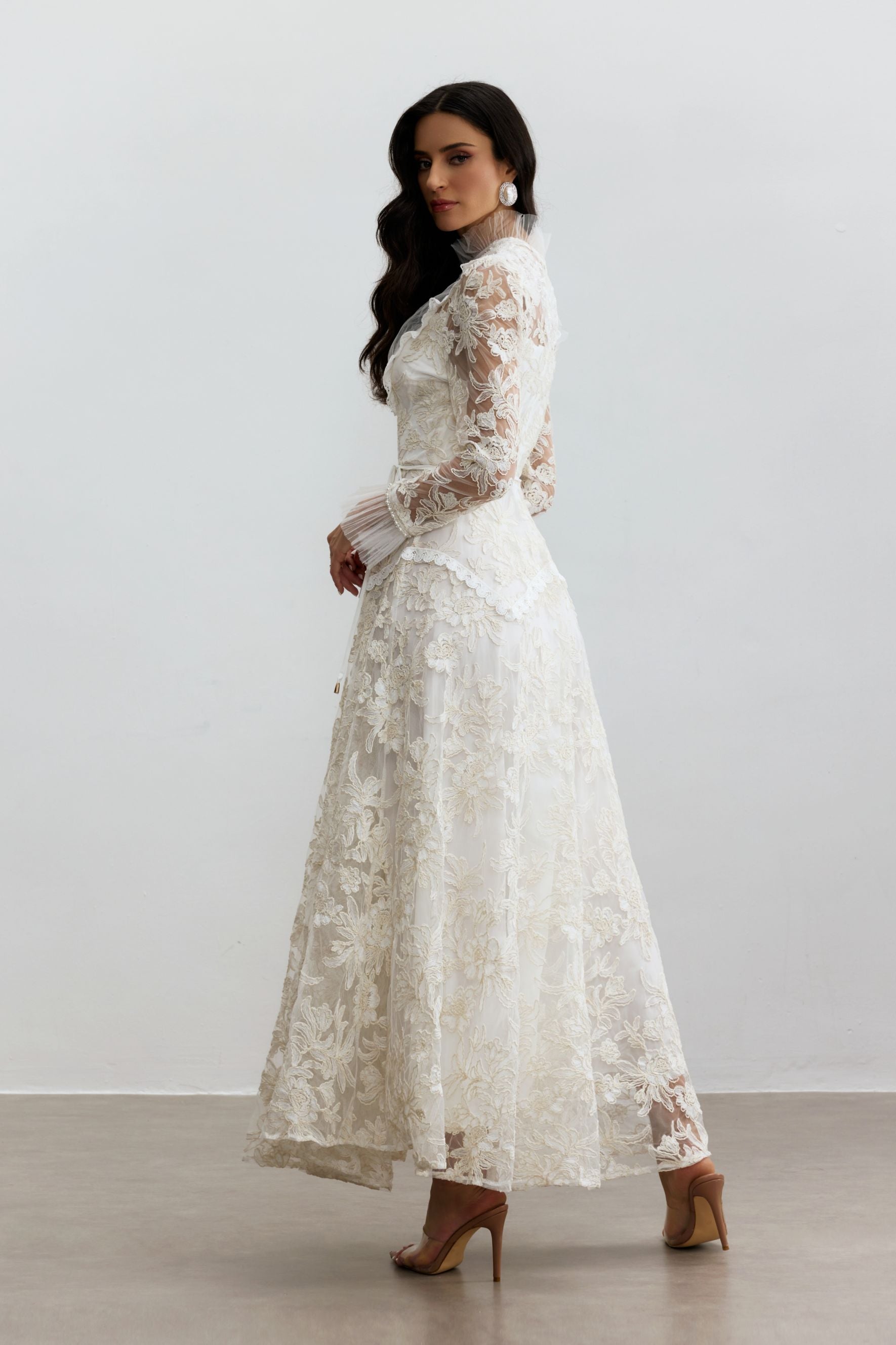 Alice Floral Lace Mock Neck Maxi Dress