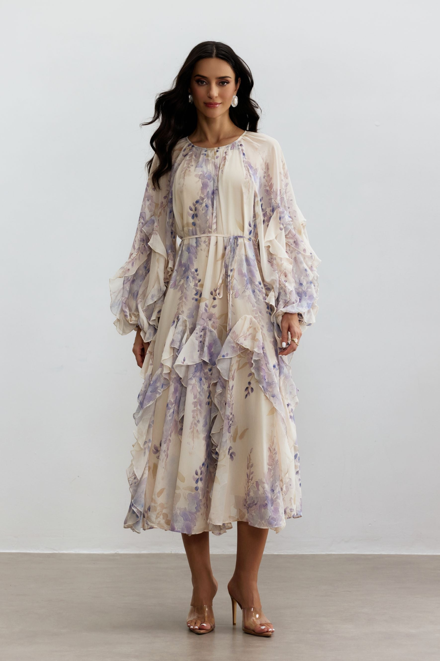 Idelle Floral Print Ruffle Midi Dress