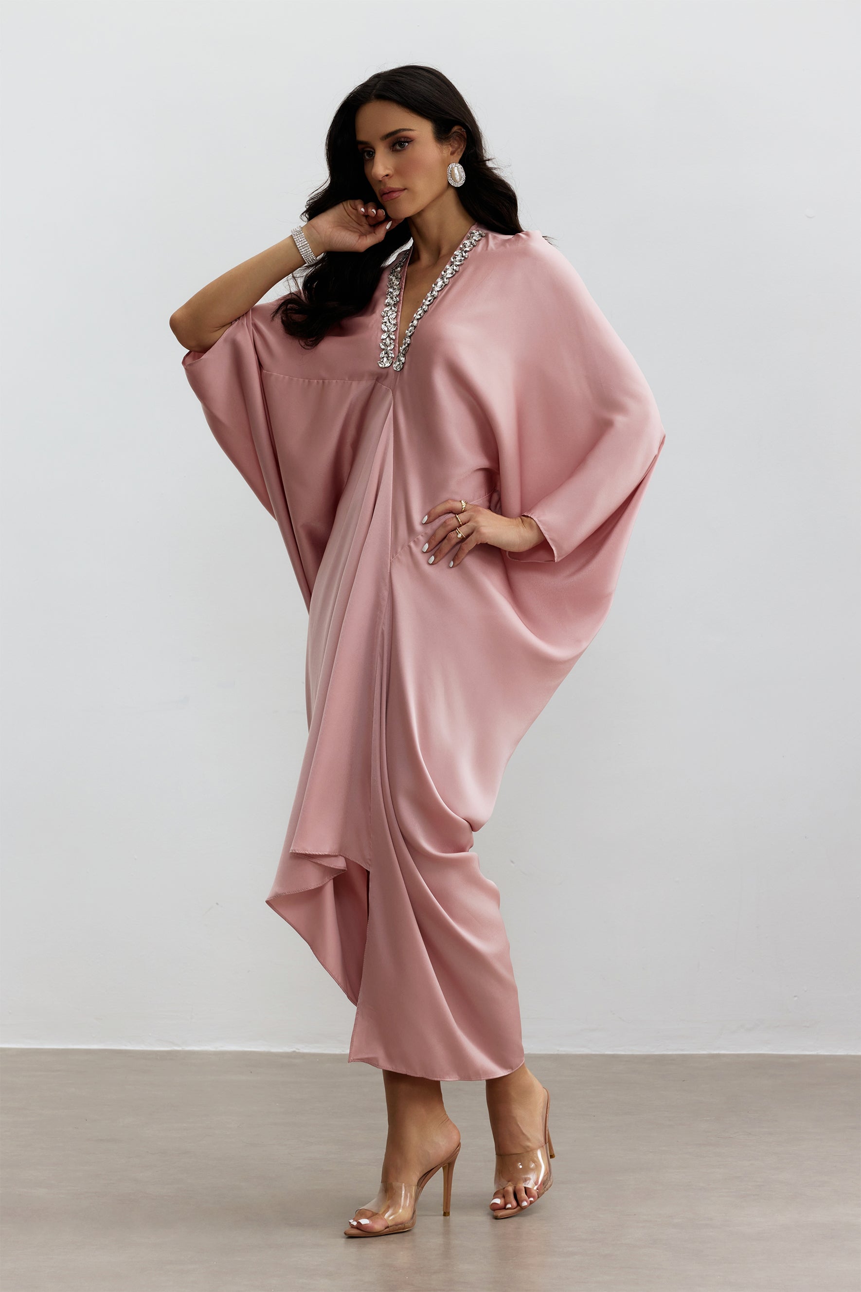 Tasha Embellished V Neck Maxi Kaftan