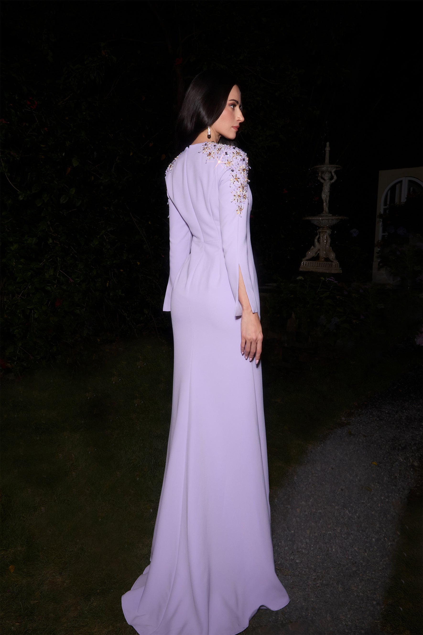 Dare To Dazzle Purple Embellished V-Neck Maxi Dress