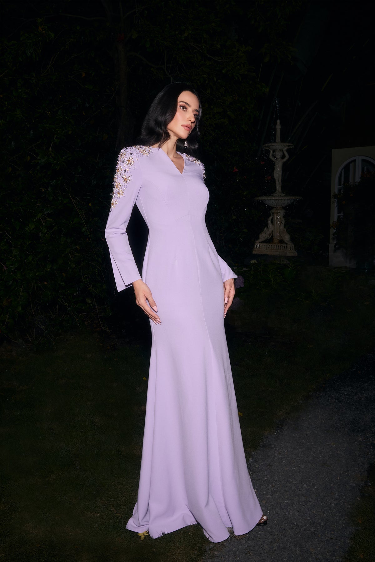 Dare To Dazzle Purple Embellished V-Neck Maxi Dress