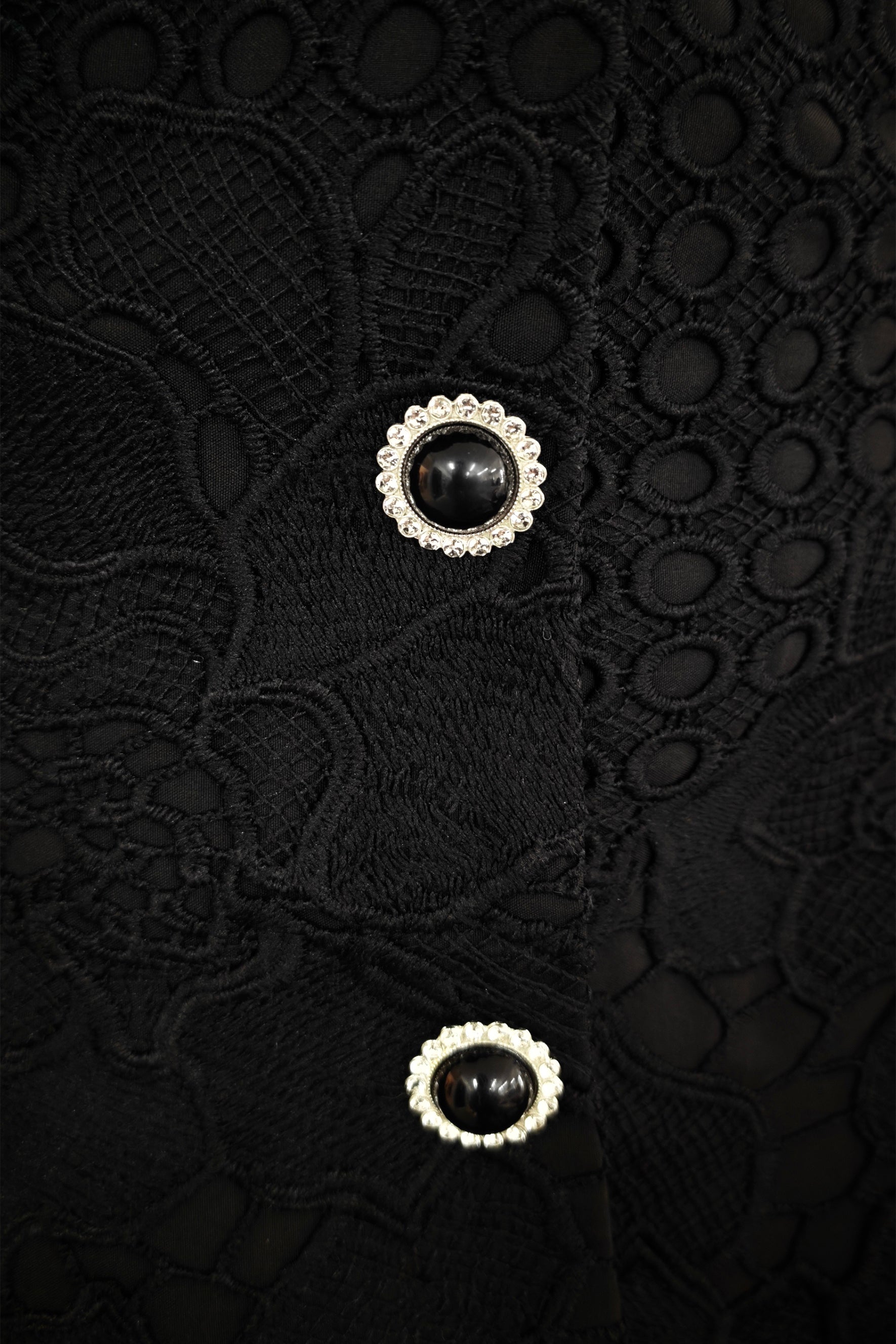 Evenings of Elegance Black Floral Embroidery Sheer Sleeve Top & Skirt Set