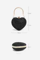 Heart Shaped Rhinestone Clutch Purse