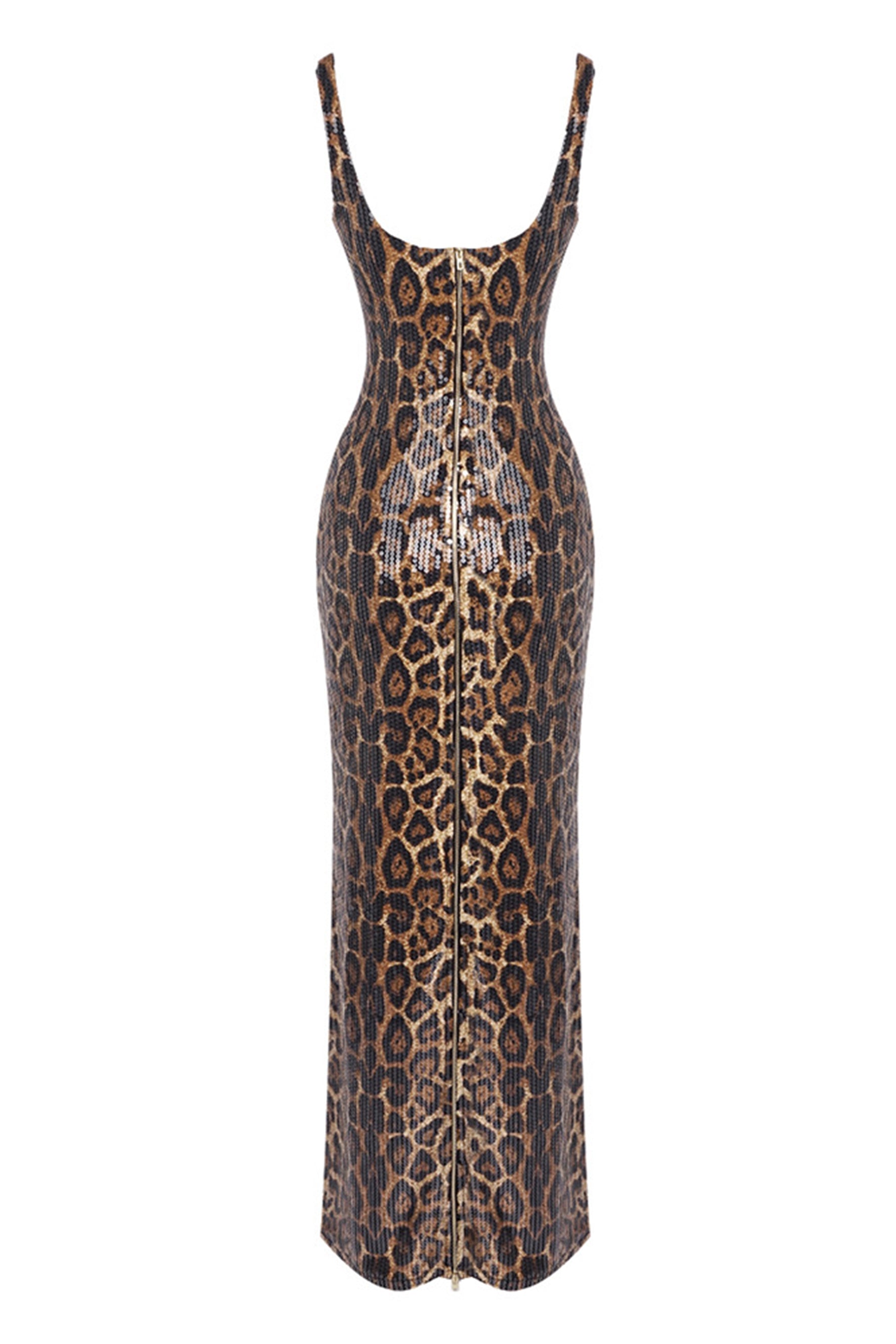 Wild Charm Multi Leopard Print Sequin Maxi Dress & Cape Set