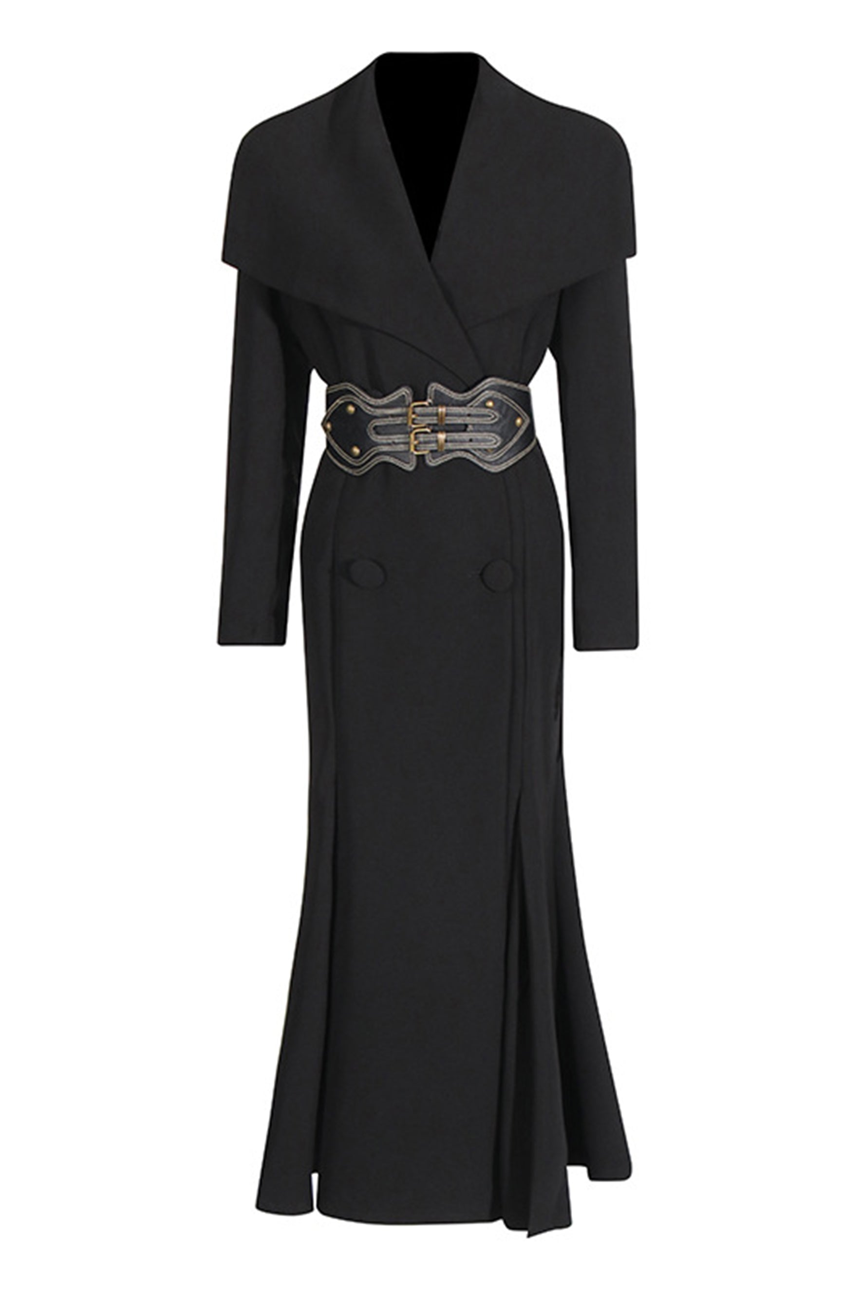 Gabrielle Wide Lapel Double Breasted Coat with Belt