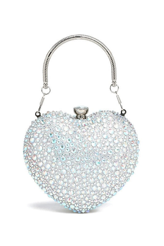 Heart Shaped Rhinestone Clutch Purse