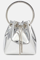 Metallic Round Handles Bucket Bag