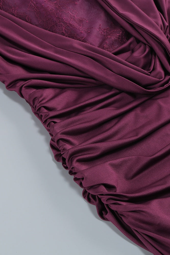 Evelyn Plunging Cowl Lace Bodice Maxi Dress
