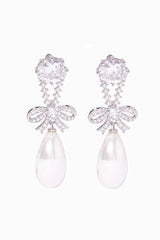 Bow Drop Pearl Earrings