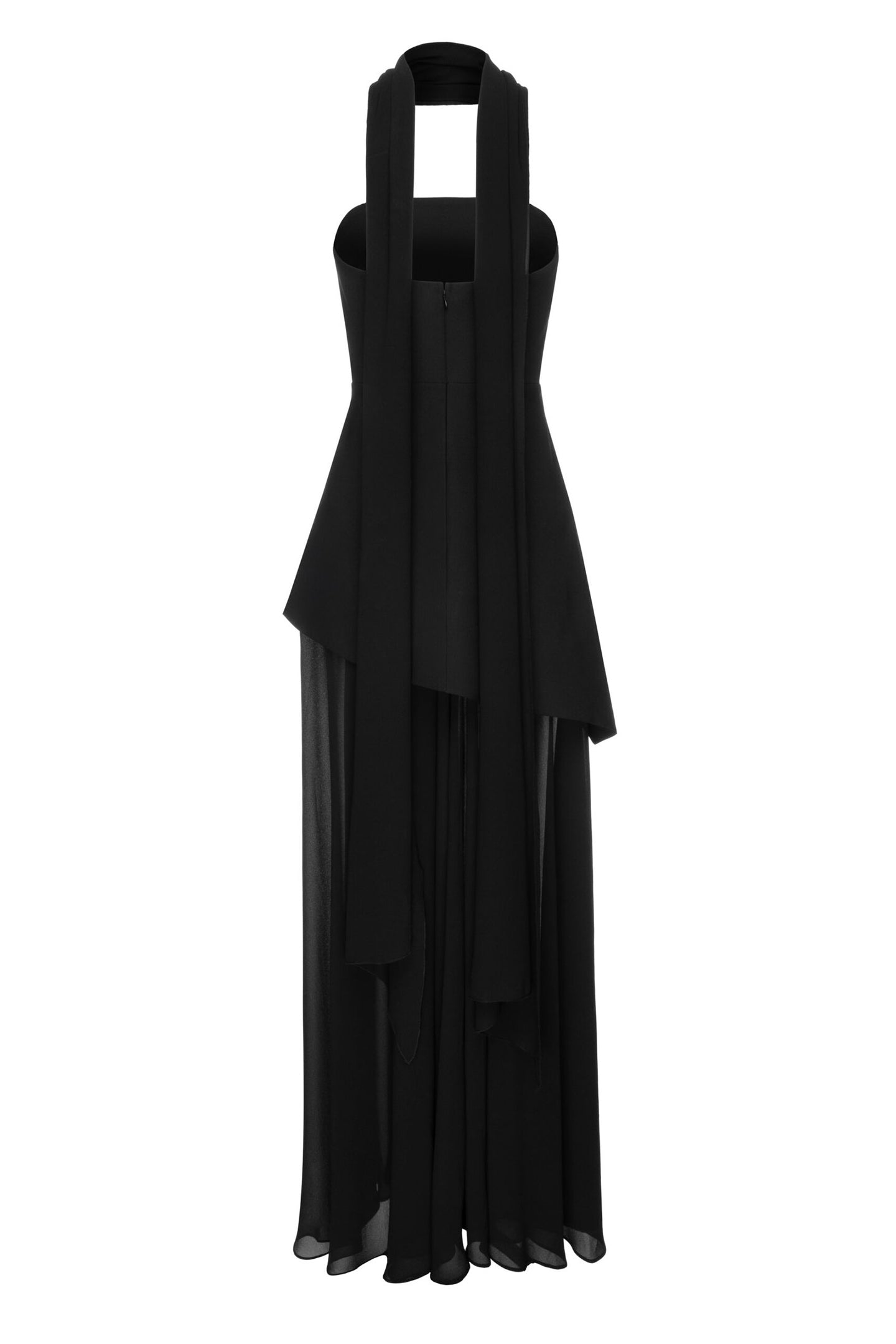 Florence Asymmetrical Chiffon Maxi Dress with Scarf