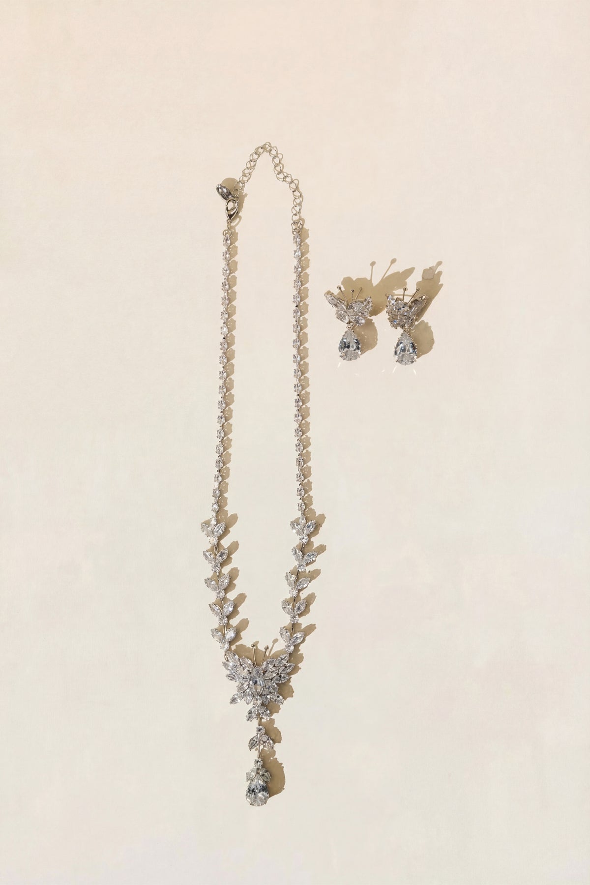 Crystal Butterfly Necklace & Earrings Set