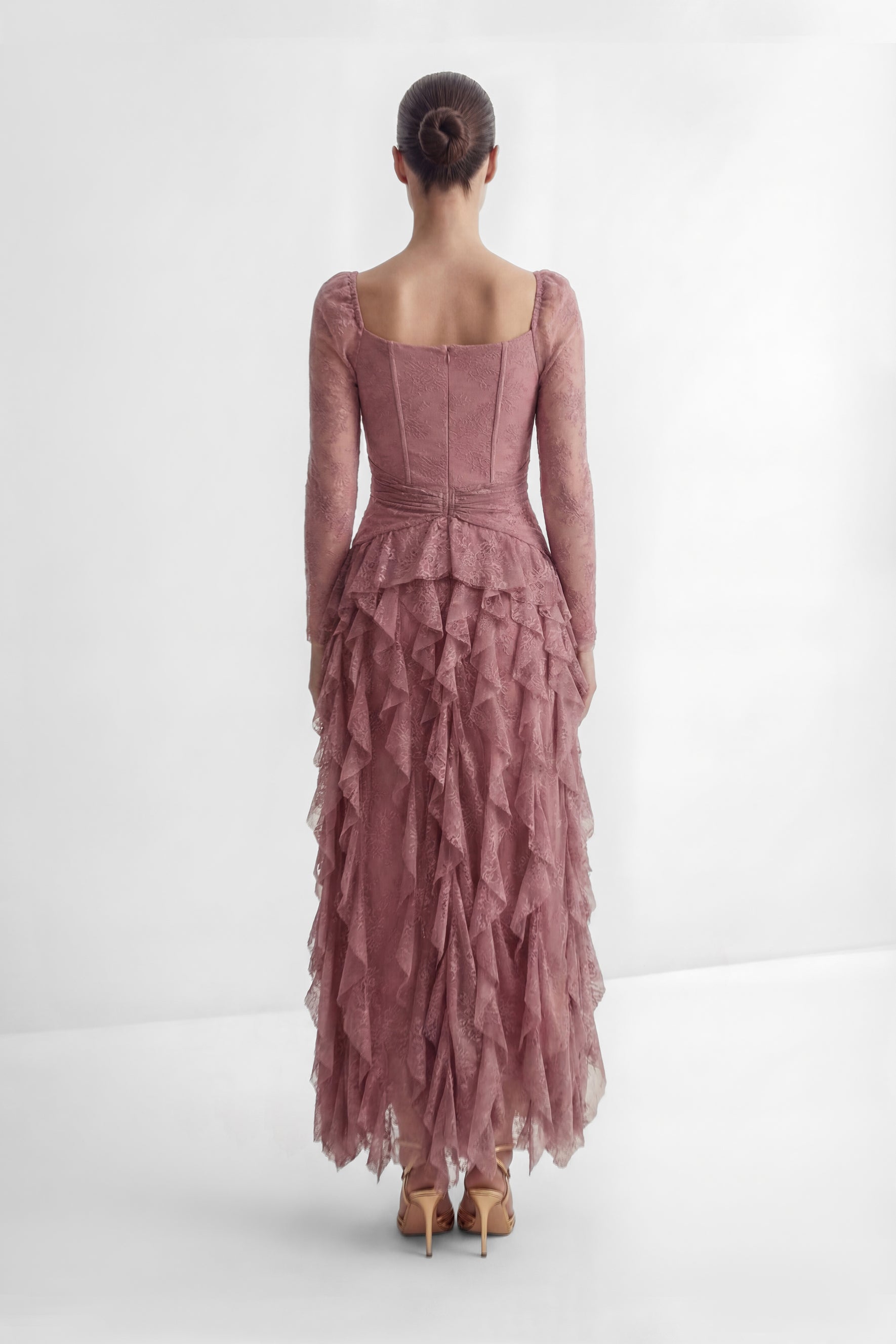 Viva La Vibes Pink Corset Bodice Ruffled Maxi Dress