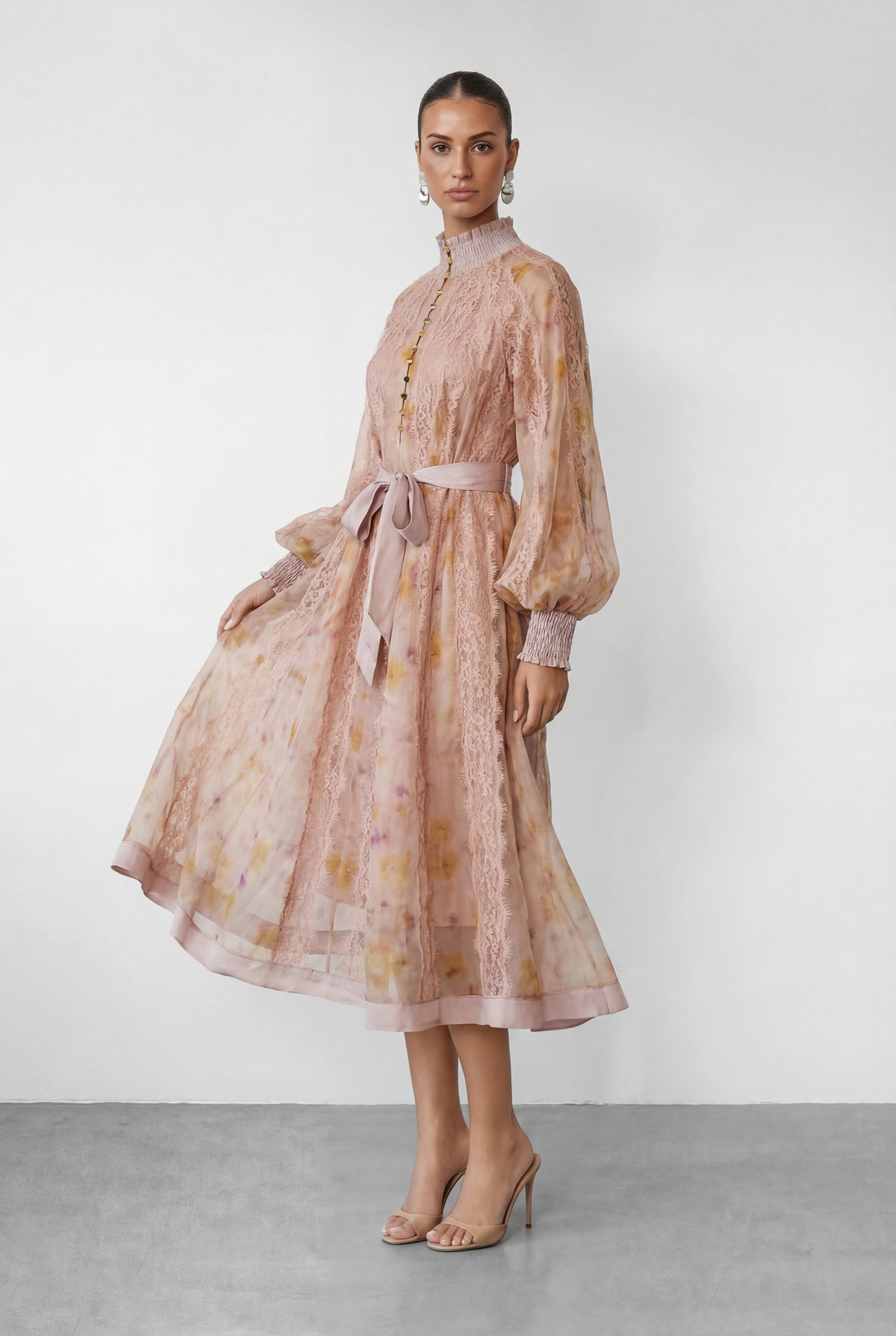 Love That For You Pink Printed Lace Midi Dress