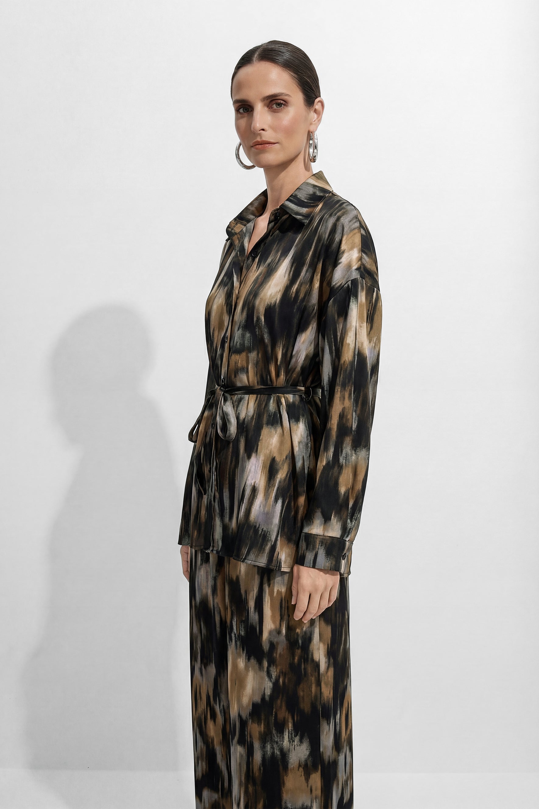 Chill Moment Black Abstract Print Top & Wide Leg Pants Set