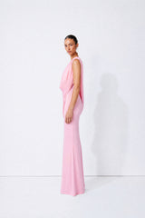 Dangerous Romance Pink Cowl Neck Draped Maxi Dress