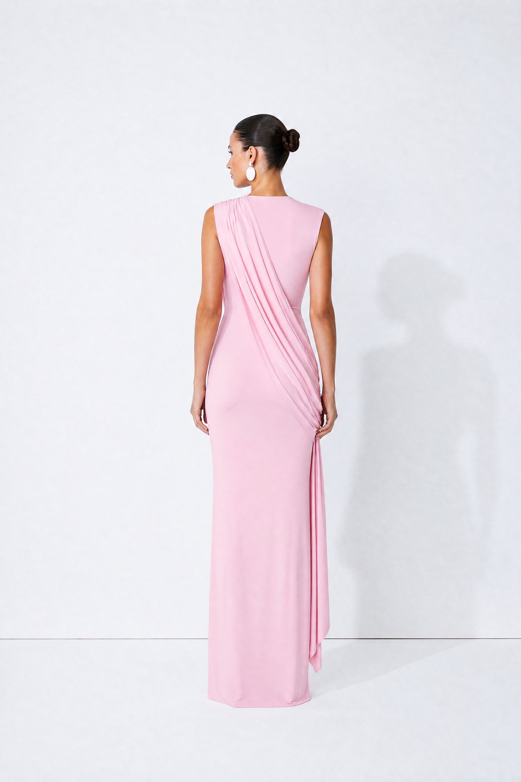 Dangerous Romance Pink Cowl Neck Draped Maxi Dress