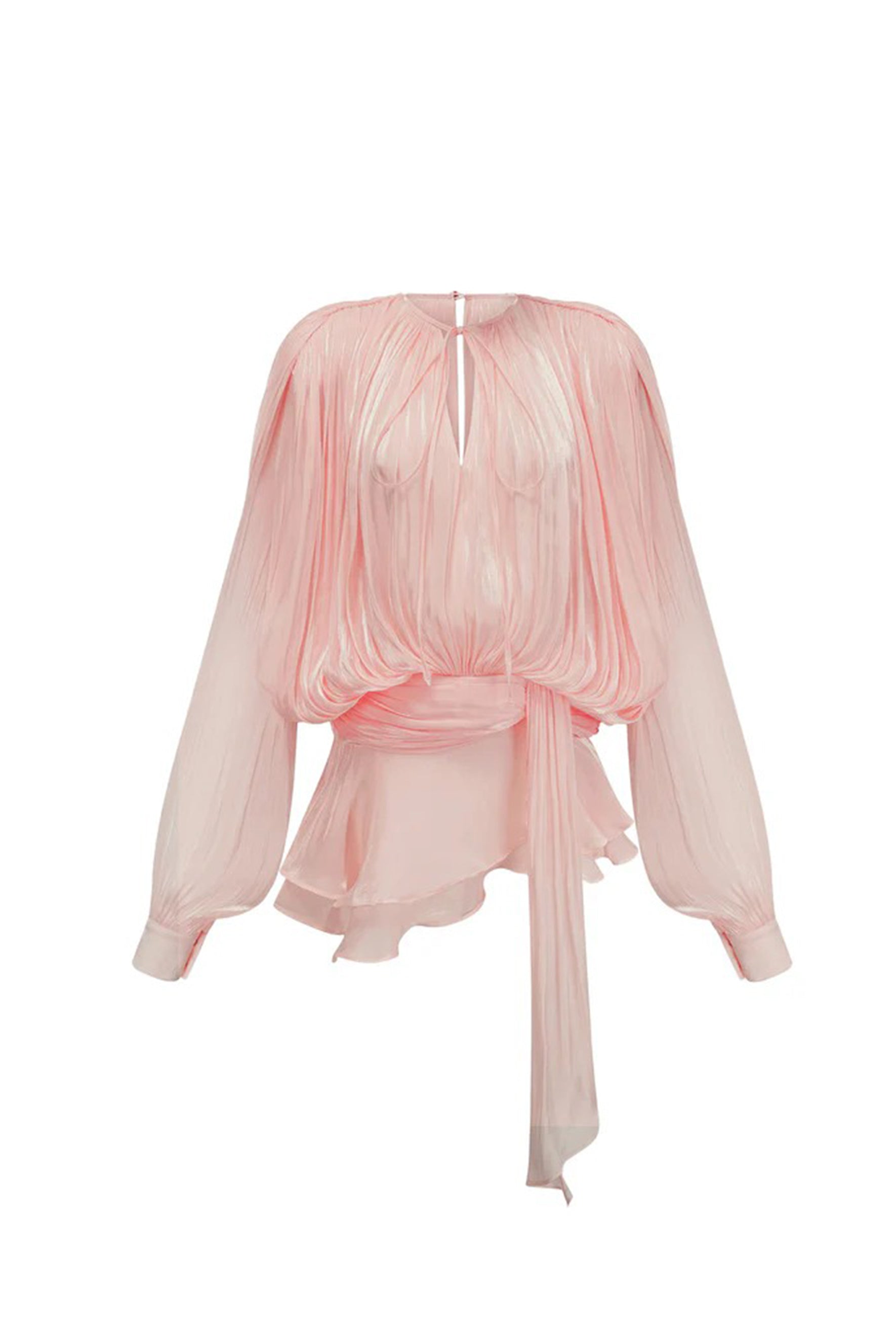 Beryl Pleated Ruffle Hem Mini Dress in Pink