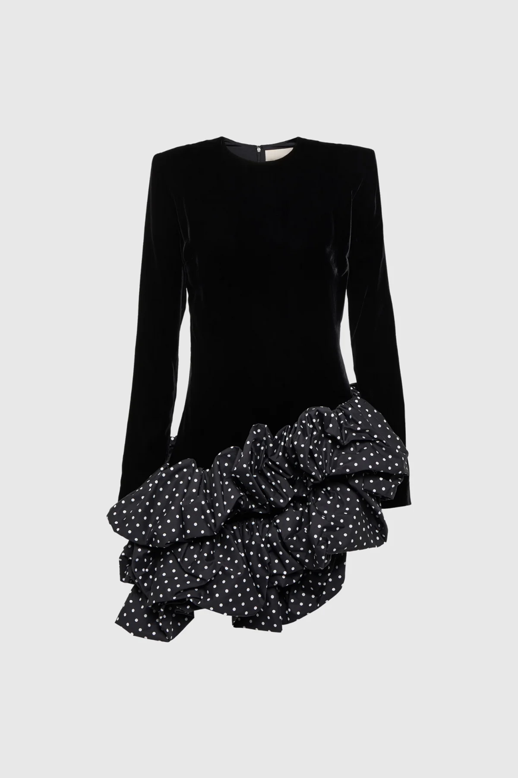 Hermosa Ruffle Asymmetric Hem Mini Velvet Dress