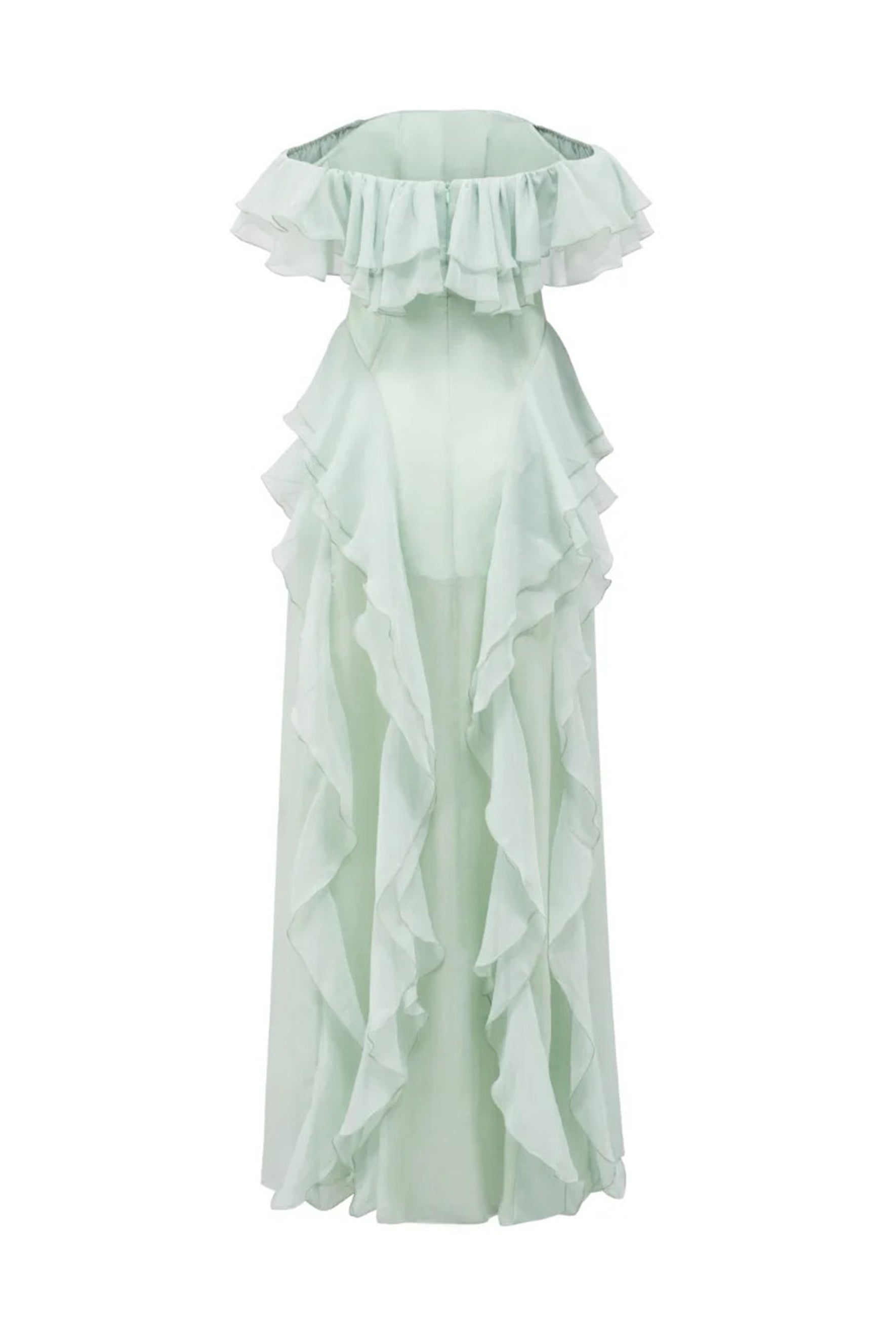 Every Love Song Green Off-The-Shoulder Ruffle Maxi Dress