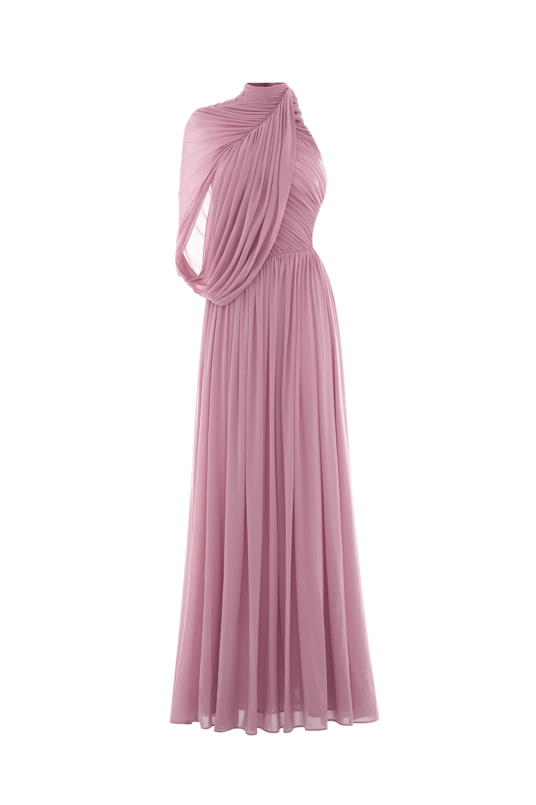 Desirable Date Dusty Pink One Sleeve Draped Maxi Dress